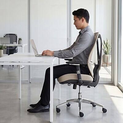 Alt View 7. Sharper Image - Sharper Image Flex Back Ergonomic Mesh Swivel Task Chair - Taupe.