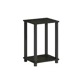 FurniFact - Nightstand with Wood Finish and Modern Design - Espresso/Black