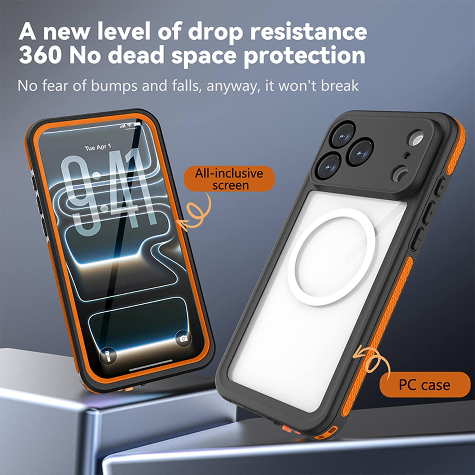 A new level of drop resistance  
360 No dead space protection  
No fear of bumps and falls, anyway, it won't break  

All-inclusive screen  
PC case