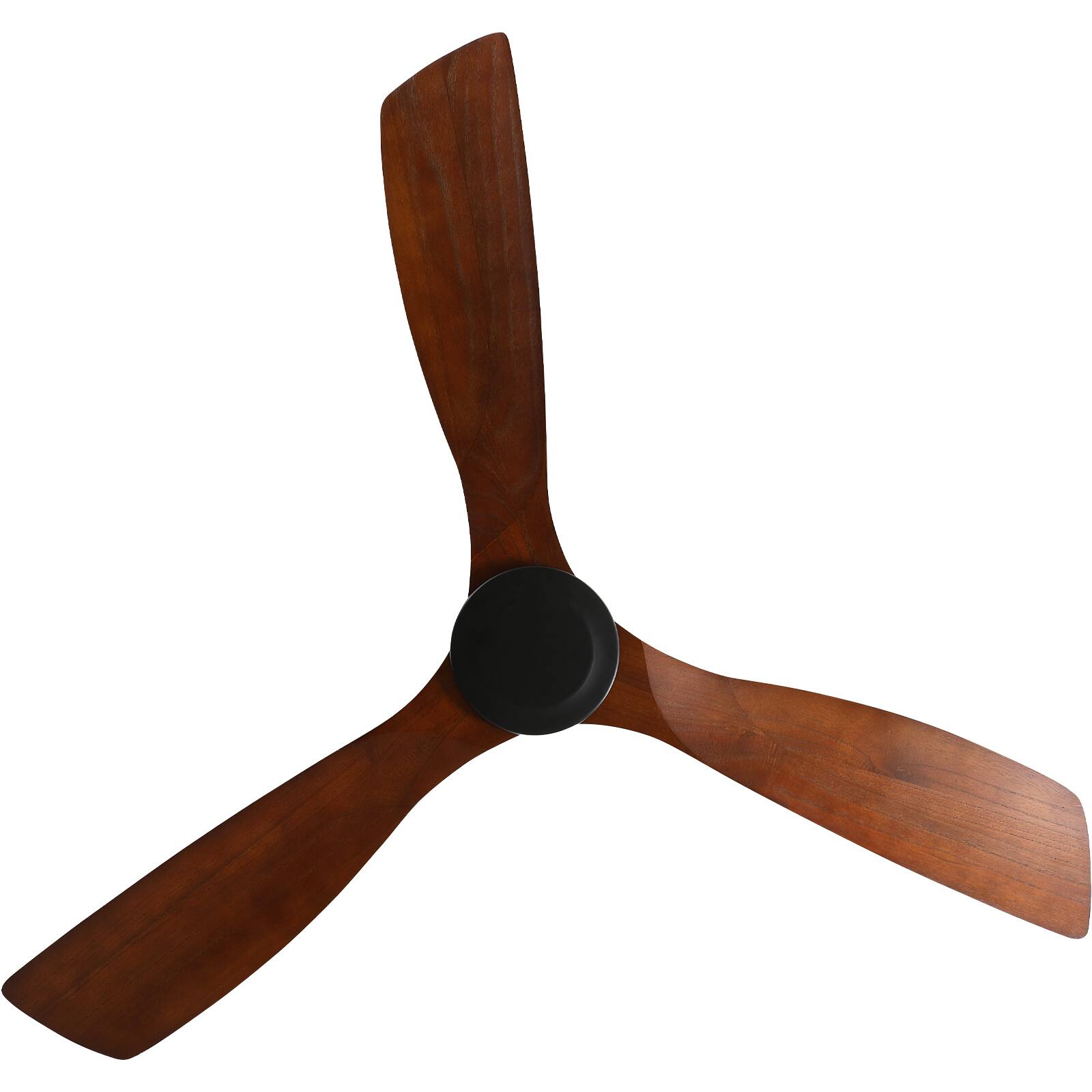 Back. Sofucor - 52 Inch Black Ceiling Fan No Night with Remote 6 Speed/Solid Wood Blades/Bedroom Low Profile Ceiling Fans Quiet - Black Walnut Wood.