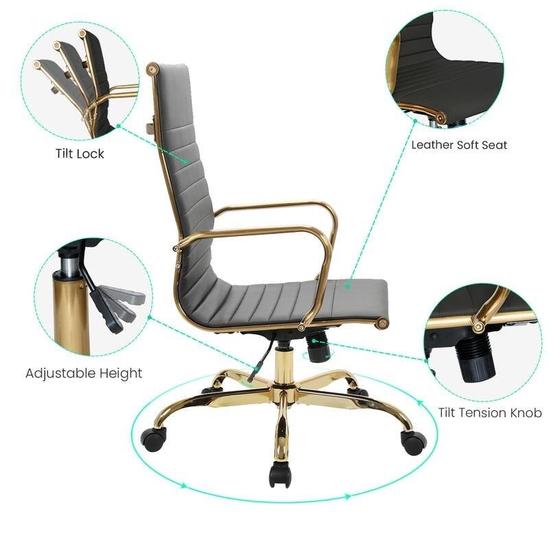 - Tilt Lock
- Leather Soft Seat
- Adjustable Height
- Tilt Tension Knob