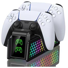 Kitcheniva - PS5 Controller Charger Dual Fast Charging Dock For Sony Playstation DualSense 5 - Black