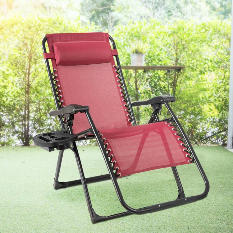 Alt View 3. Mondawe - Oversize Lounge Chair with Cup Holder Heavy Duty 500 lbs Capacity for Outdoor - Red.
