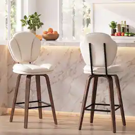 Pinmoco - Counter Height Bar Stools with Backs, Modern Island Chairs with Cushioned Seat and Ergonomic Backrest Set of 2 - White
