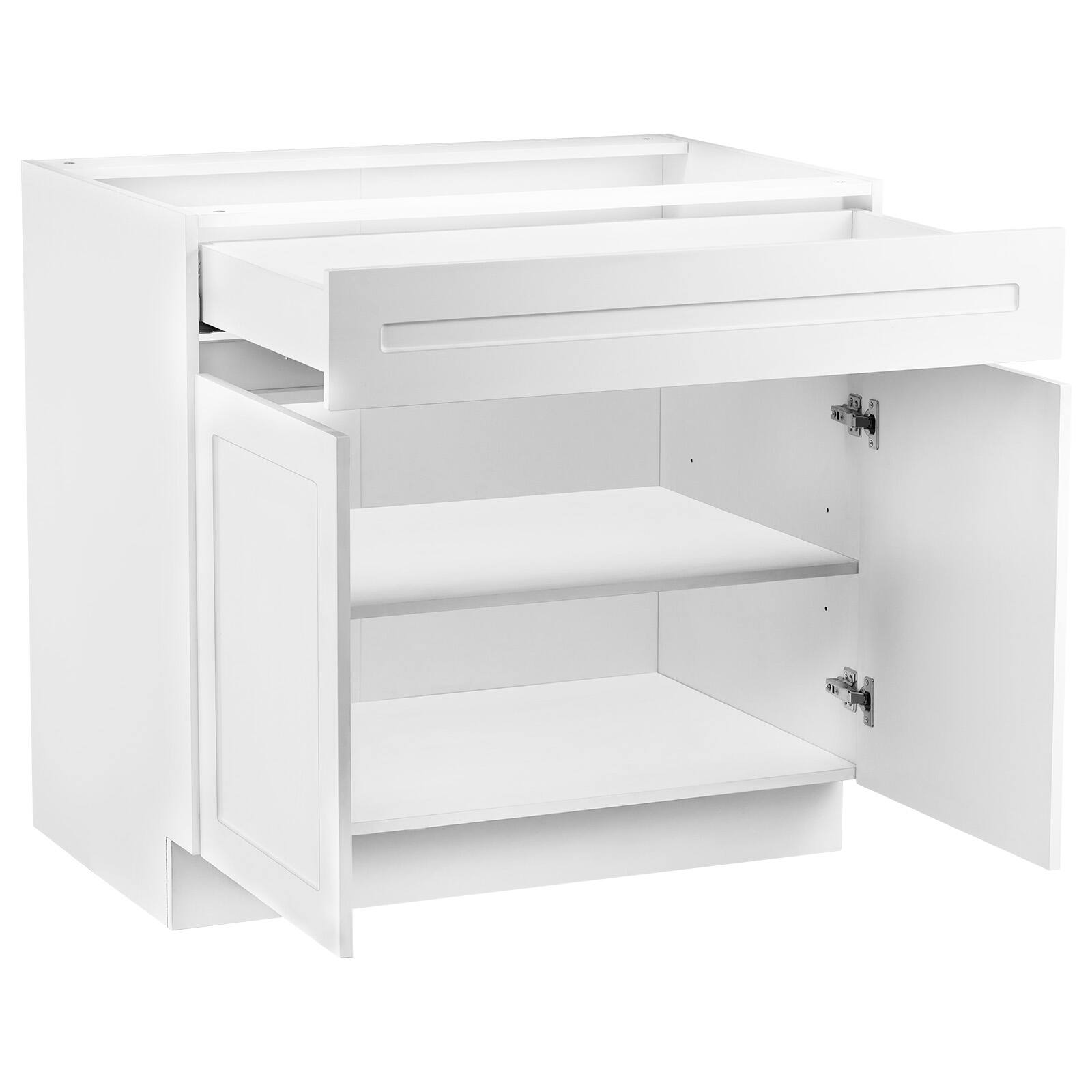 Alt View 5. VEVOR - White Shaker Base Cabinet with Drawer, 30-Inch Unassembled Drawer Base Cabinet, 30" W x 24" D x 34.5" H - White.