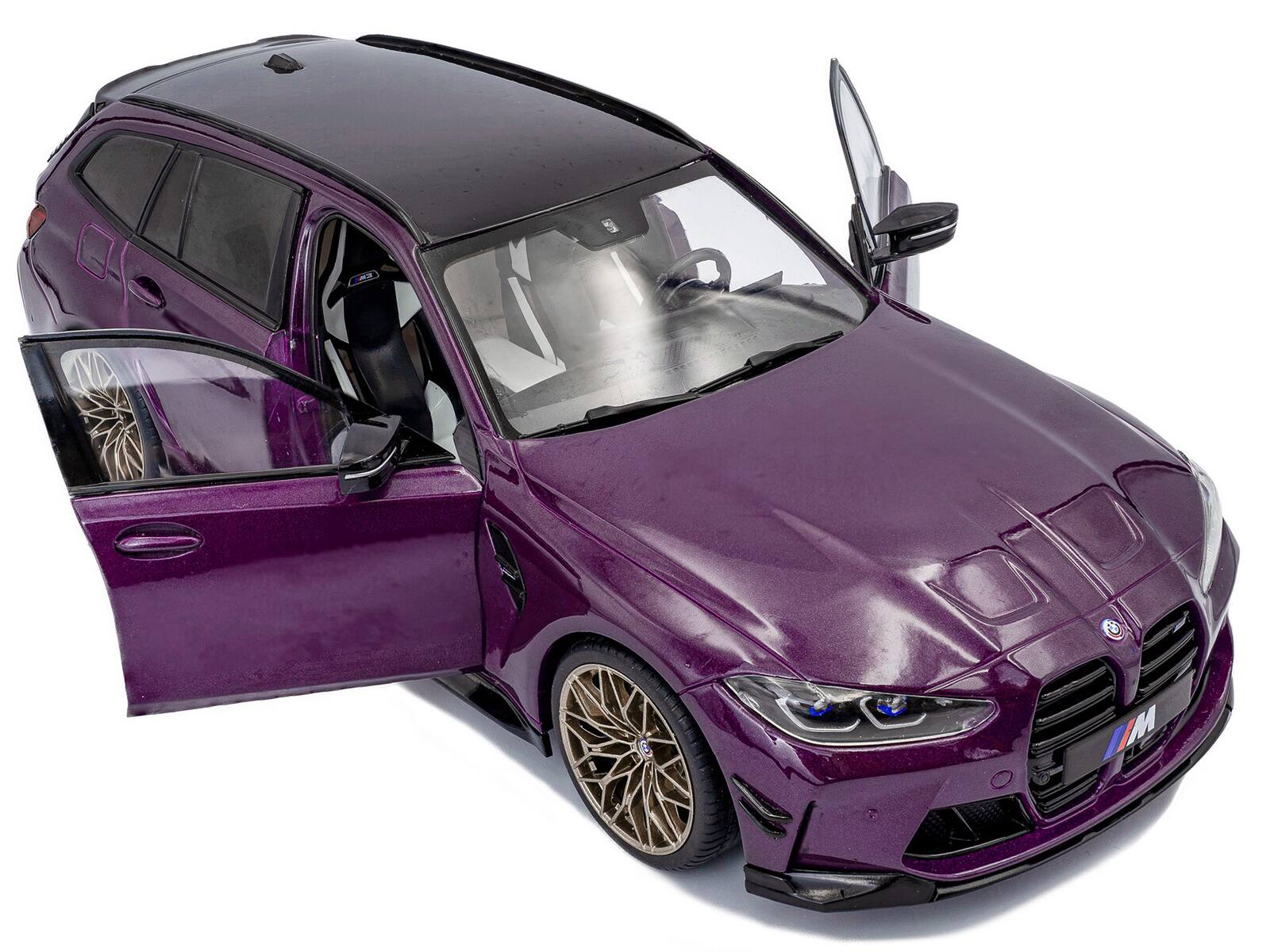 Alt View 1. Solido - 2024 BMW M3 Competition M xDrive Touring Twilight Purple Pearl Metallic with Black Top 1/18 Diecast Model Car by Solido.