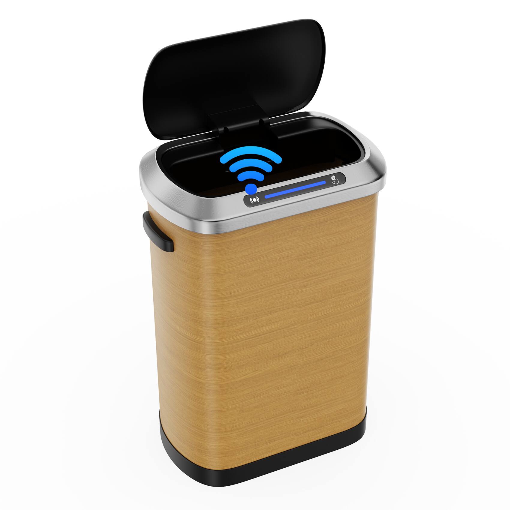 Alt View 1. GOODSILO - 50L Smart Automatic Trash Can - Intelligent Sensor, Hands-Free Operation, Wood Accent - Wood.