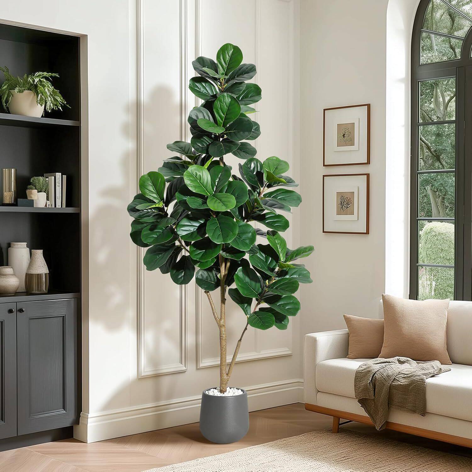 Front. Acekool - 6 FT Artificial Fiddle Leaf Fig Tree with Black Planter Pot for Home Decor.
