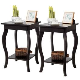 Hivvago - Modern Nightstand End Table with Bottom Shelf - Set of 2 - Espresso