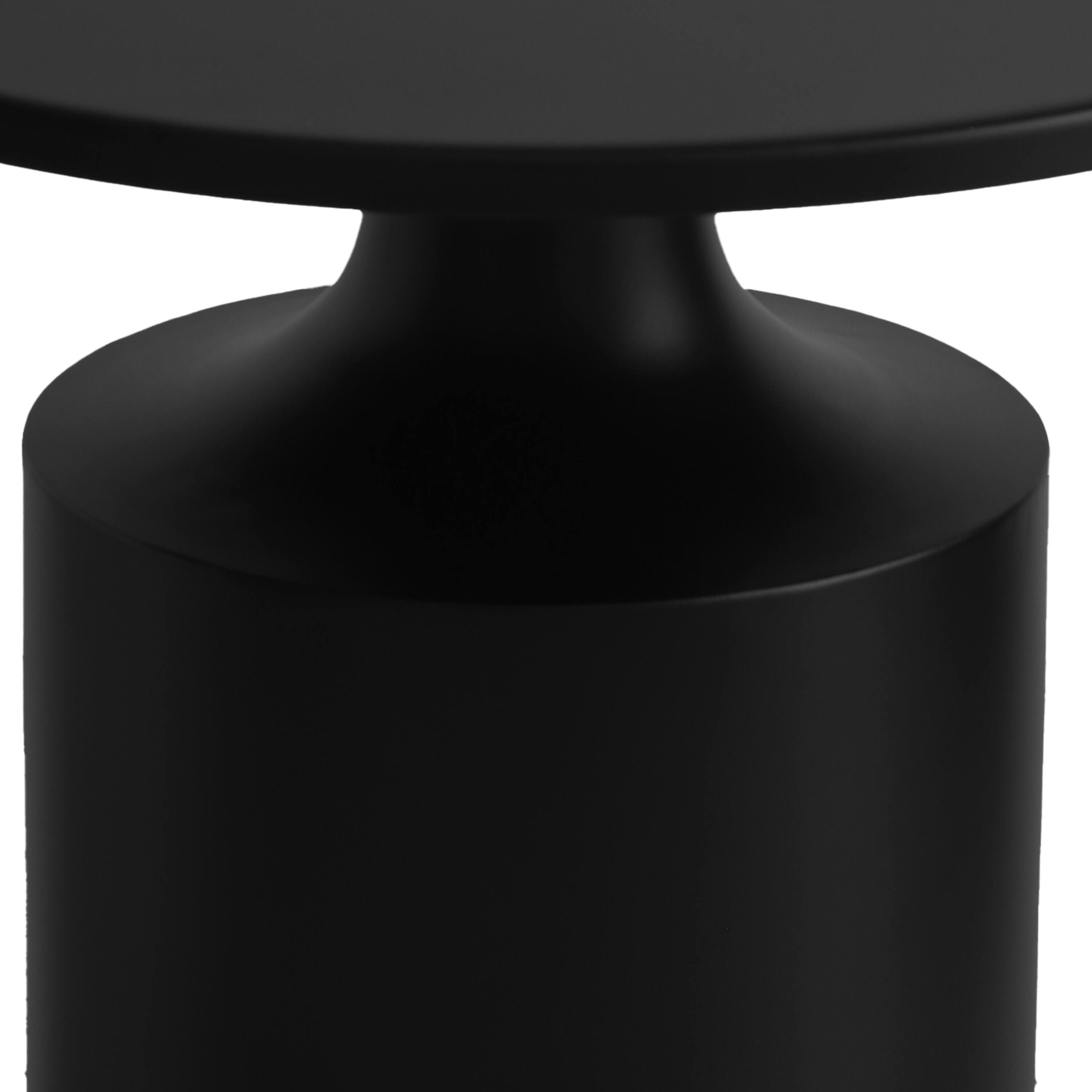 Alt View 3. Manhattan Lane - 20 Inch Modern Round Iron Side Table with Pedestal Base - Black.
