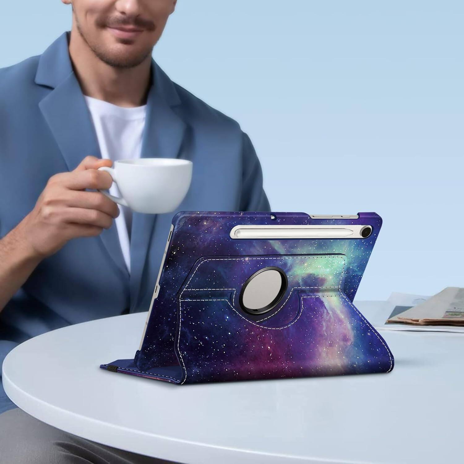 Alt View 4. Fintie - Rotating Case for Samsung Tab S10 Lite/ Tab S10 FE/ Tab S9 FE/ Tab S9, 360 Degree Swiveling Stand Cover, Auto Sleep/Wake - Galaxy .