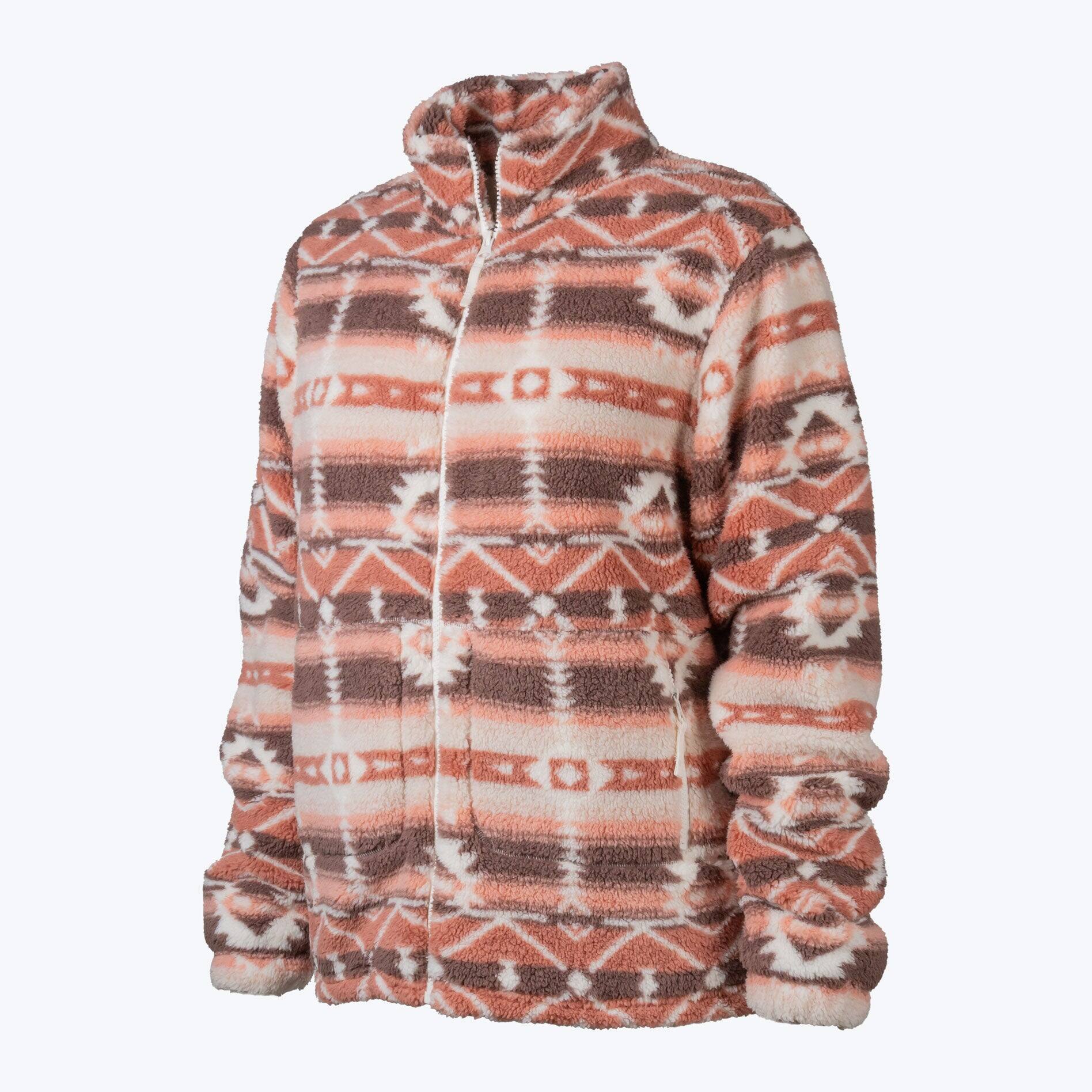 Alt View 2. Mobile Warming - Women's Upland Sherpa Printed Heated Long Jacket - Clay Aztec.