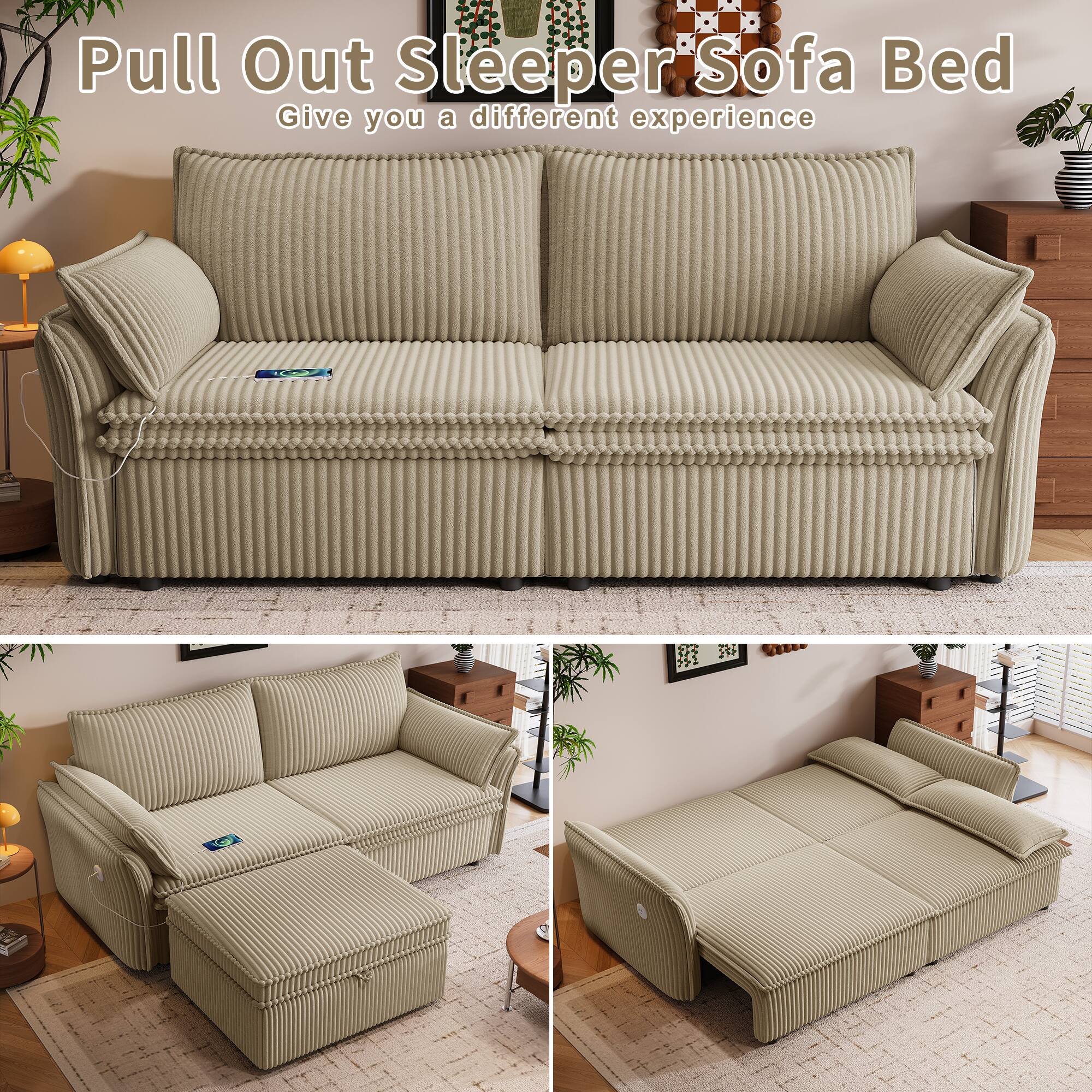 Pull Out Sleeper Sofa Bed  
Give you a different experience