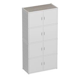 Fleximounts - 5-Shelf Heavy-Duty Garage Storage Cabinet Tower with Side Pegboards, 35"W x 71.1"H x 15.7"D - White