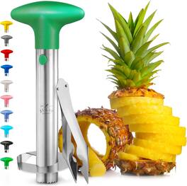 Zulay Kitchen - Stainless Steel Pineapple Corer & Slicer + Eye Removal Tool - Dark Green