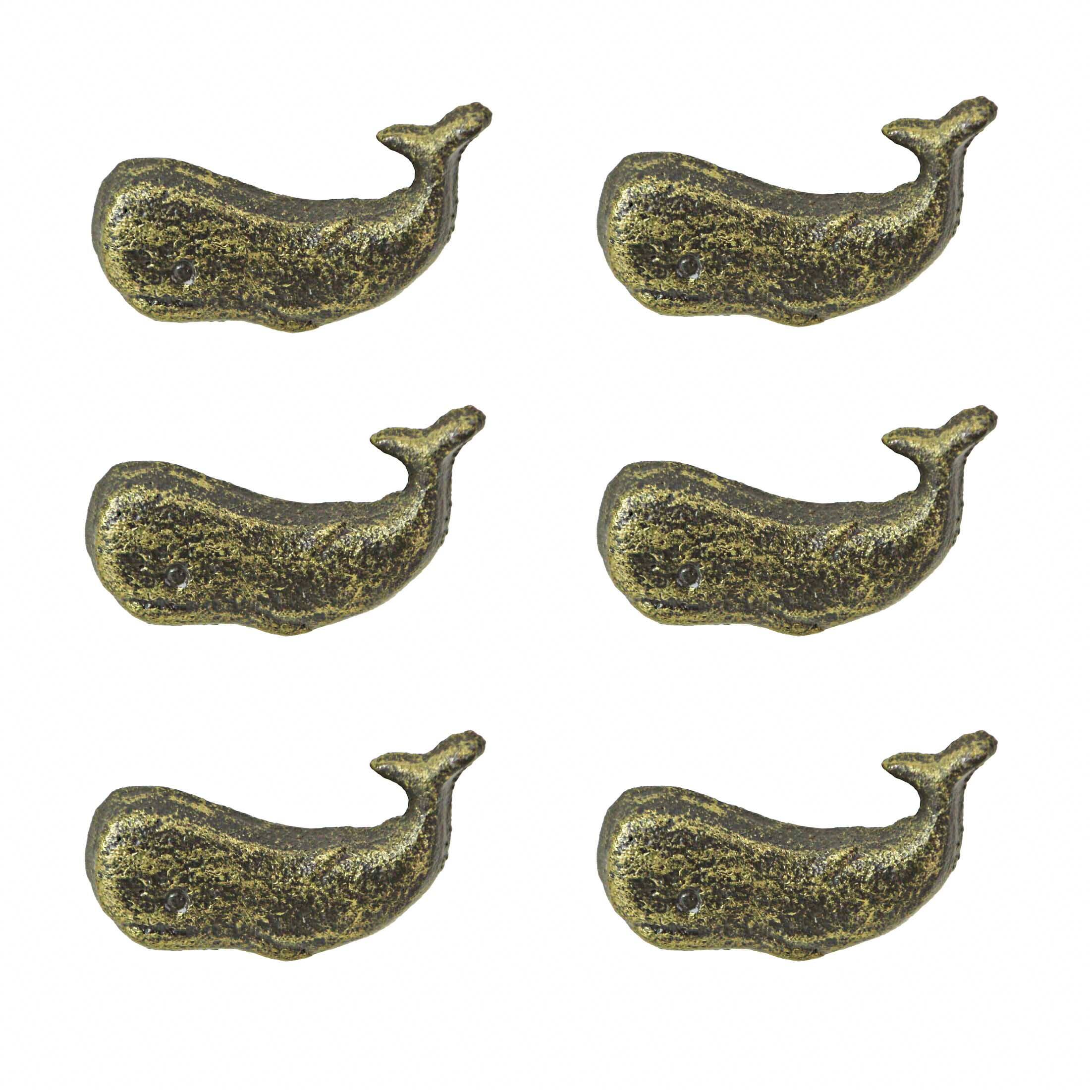 Alt View 6. Zeckos - Bronze Cast Iron Whale Drawer Pull Decorative Cabinet Knob Nautical Set/ 6 - Bronze.