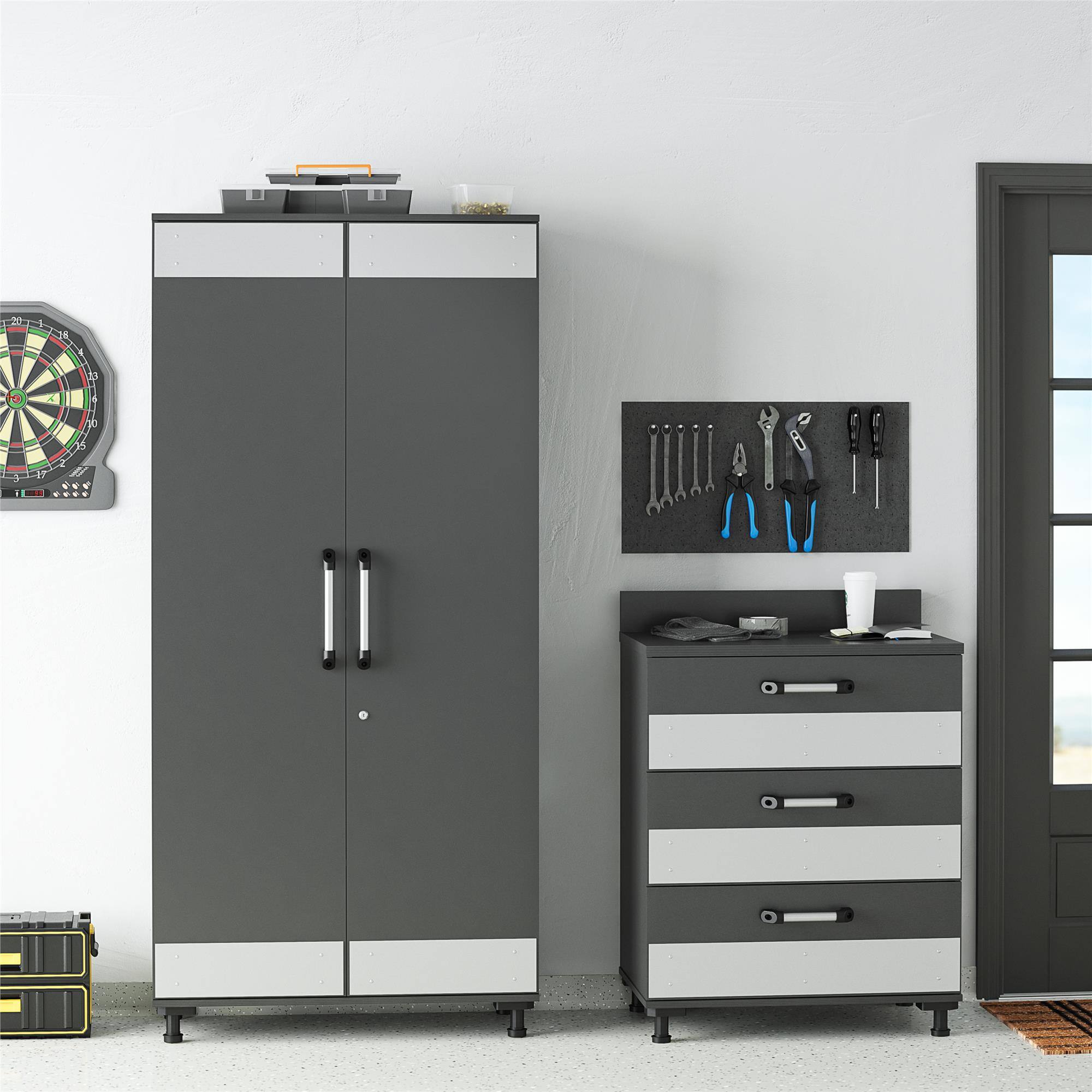 Alt View 1. Forest'nSky - Boss 3-Drawer Heavy-Duty Storage Cabinet - Locking Metal Organizer for Office & Garage - Gray.
