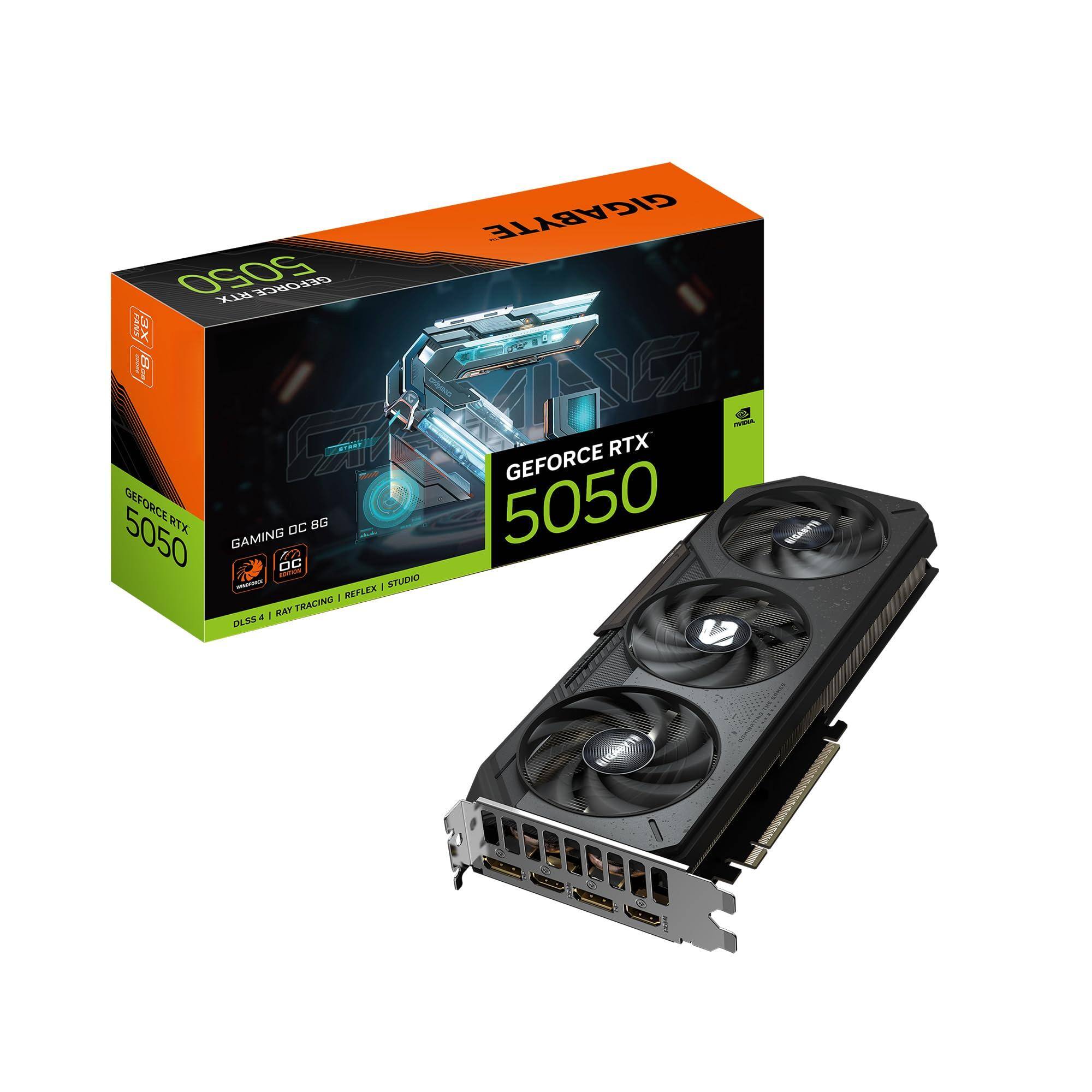 Dazzling Pops - GIGABYTE GeForce RTX 5050 Gaming OC 8G Graphics Card 128 bit GDDR6 PCIe 5.0 WINDFORCE Cooling System GV