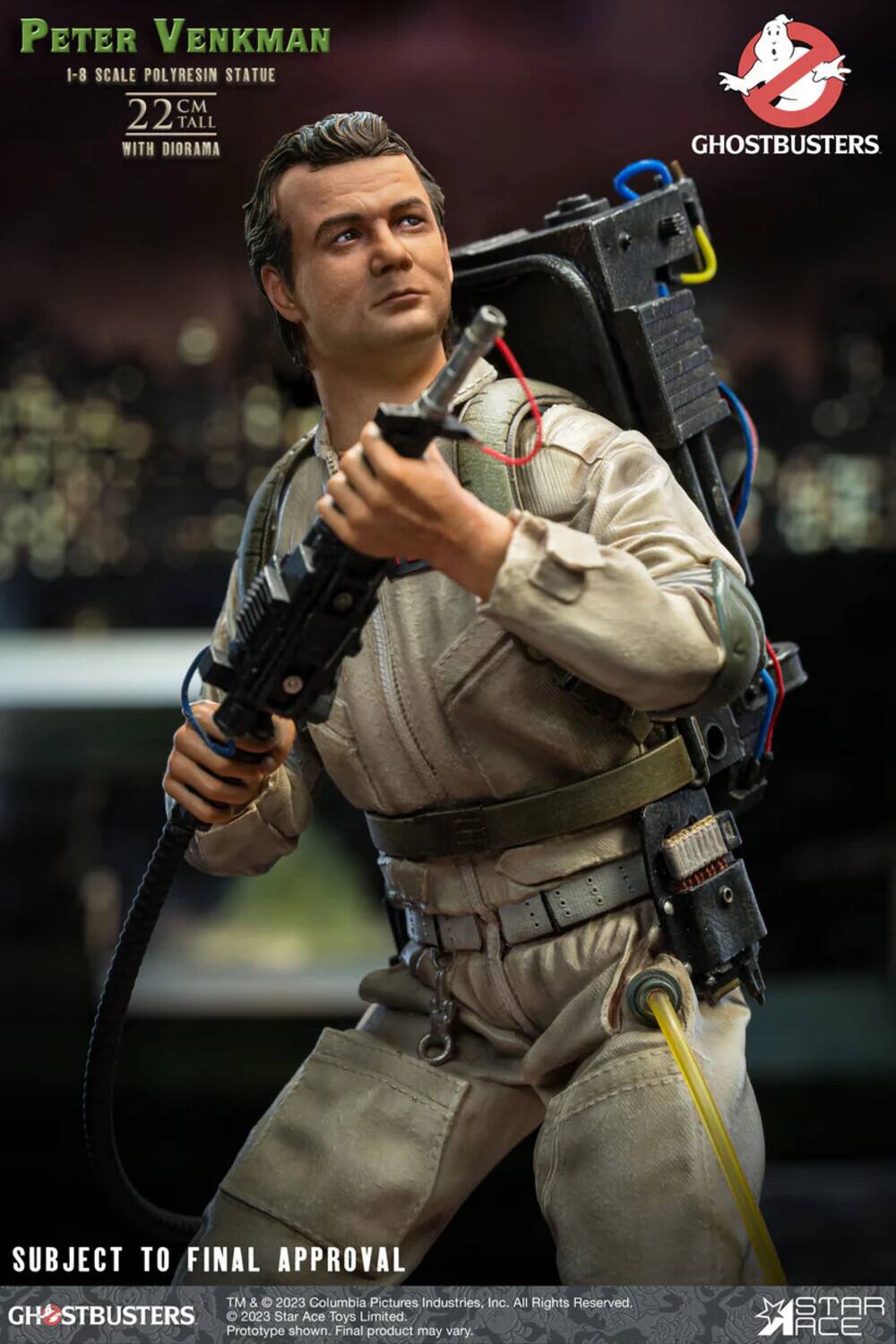 PETER VENKMAN 1-8 SCALE POLYRESIN STATUE 22 CM TALL WITH DIORAMA

GHOSTBUSTERS

SUBJECT TO FINAL APPROVAL

TM & 2023 Columbia Pictures Industries, Inc. All Rights Reserved. GHOSTBUSTERS 2023 Star Ace Toys Limited. Prototype shown. Final product may vary.

STAR ACE