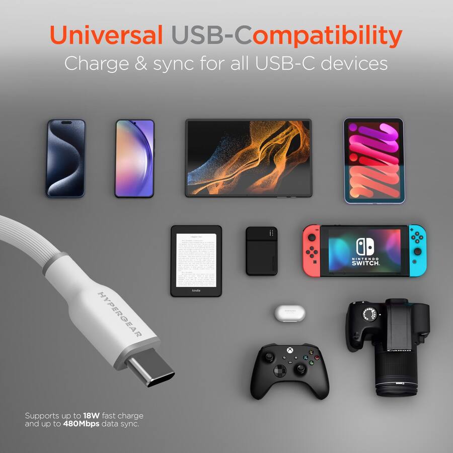 HyperGear Flexi Pro USB A to USB C Soft Touch Silicone Charge and Sync ...