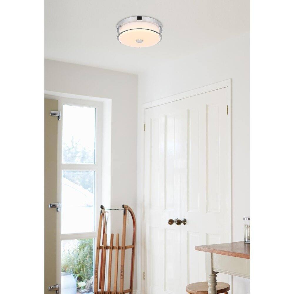 Alt View 4. Living District - Kolson 12 Inch Led Flush Mount Ceiling Light In Chrome - Chrome.