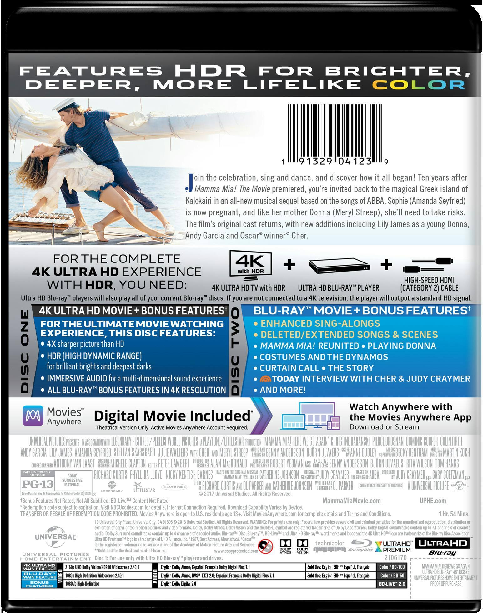 Angle. Mamma Mia!: Here We Go Again   - 4K Blu-Ray.