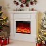 Fehokinch - 43" Electric Fireplace Mantel with Realistic 3D Flames, Remote Control & 1500W Heater - White