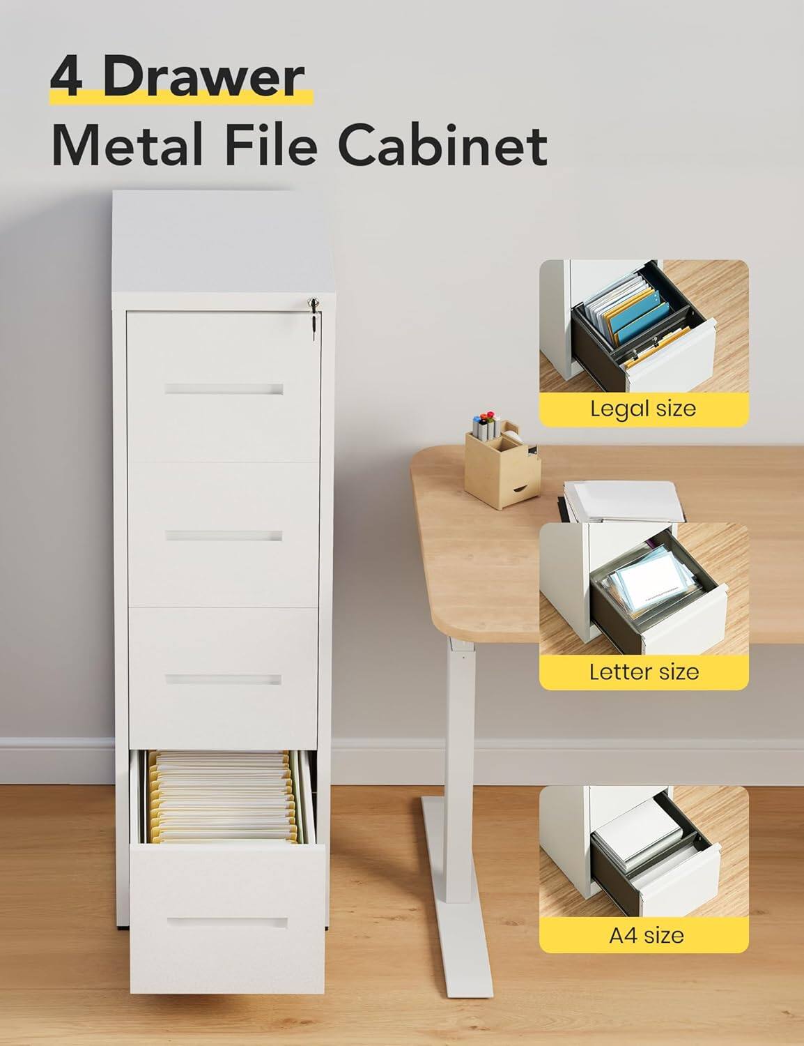 4 Drawer Metal File Cabinet

Legal size

Letter size

A4 size