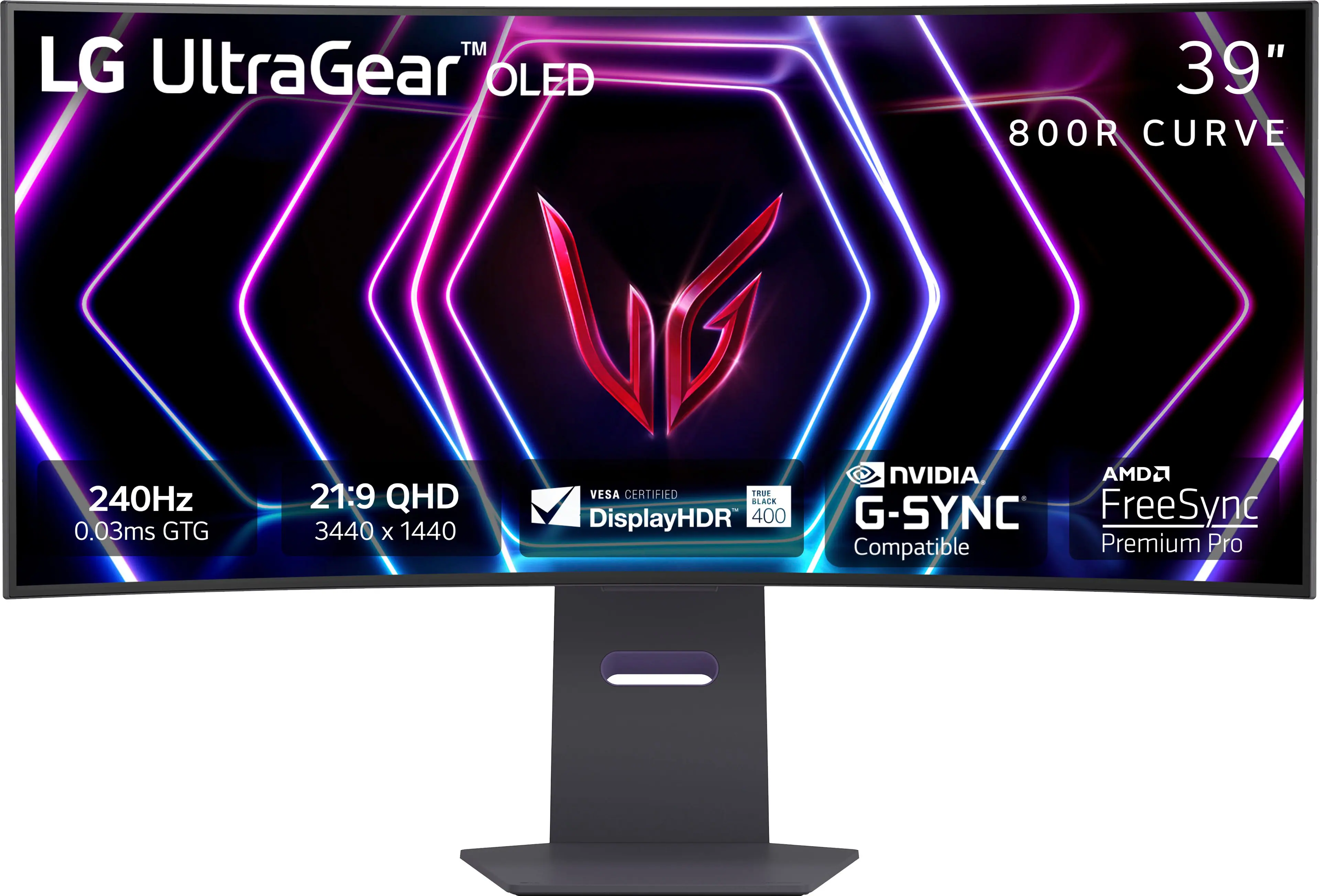 TM LG UltraGear OLED 39" 800R CURVE 240Hz 0.03ms GTG 21:9 QHD 3440 X 1440 VESA CERTIFIED TR0 BLACK - DisplayHDR 400 NVIDIA AMD2 G-SYNC FreeSync Compatible Premium Pro