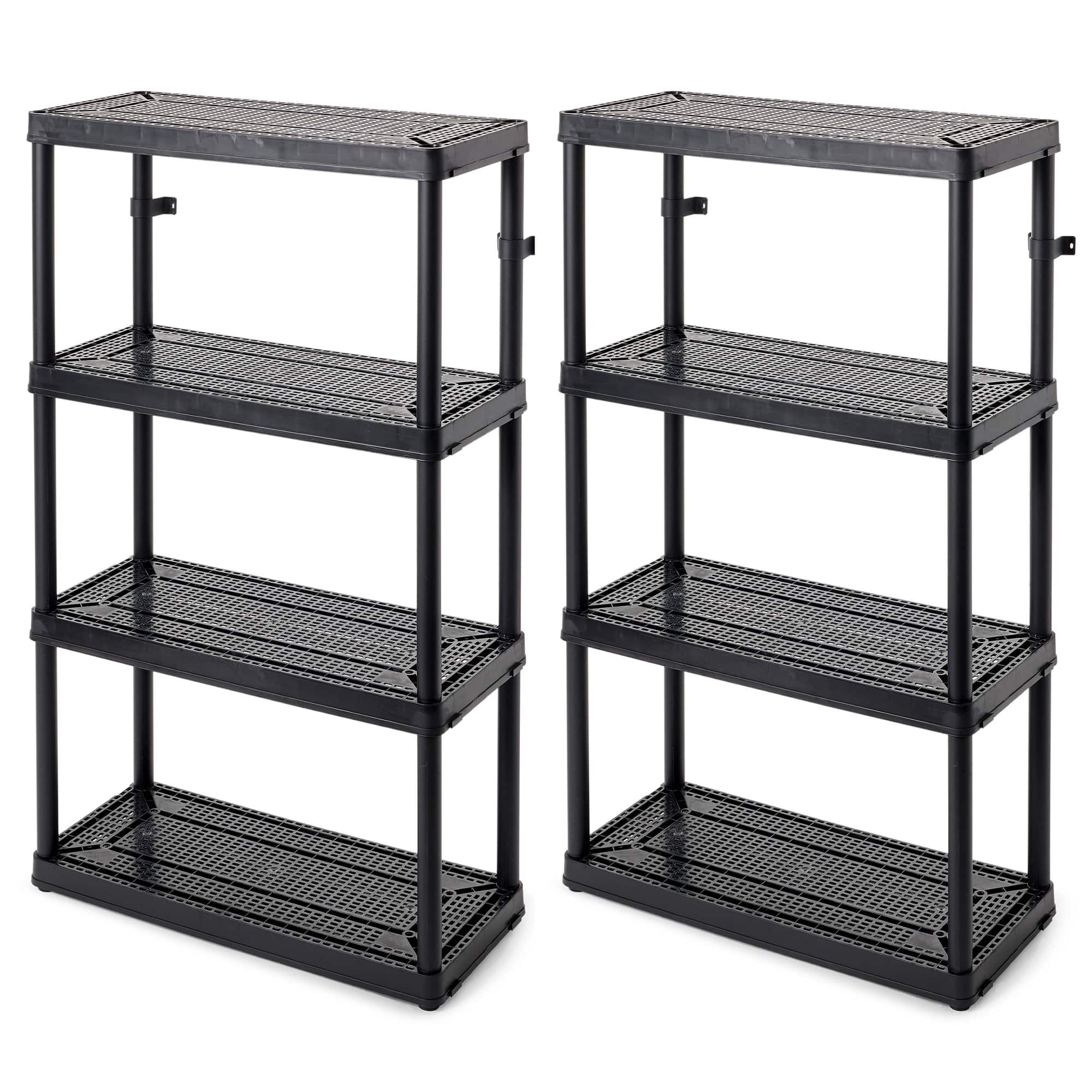 Gracious Living - 4 Shelf Fixed Height Medium Duty Storage Rack, 2 Pack, Black - Black