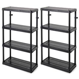 Gracious Living - 4 Shelf Fixed Height Medium Duty Storage Rack, 2 Pack, Black - Black