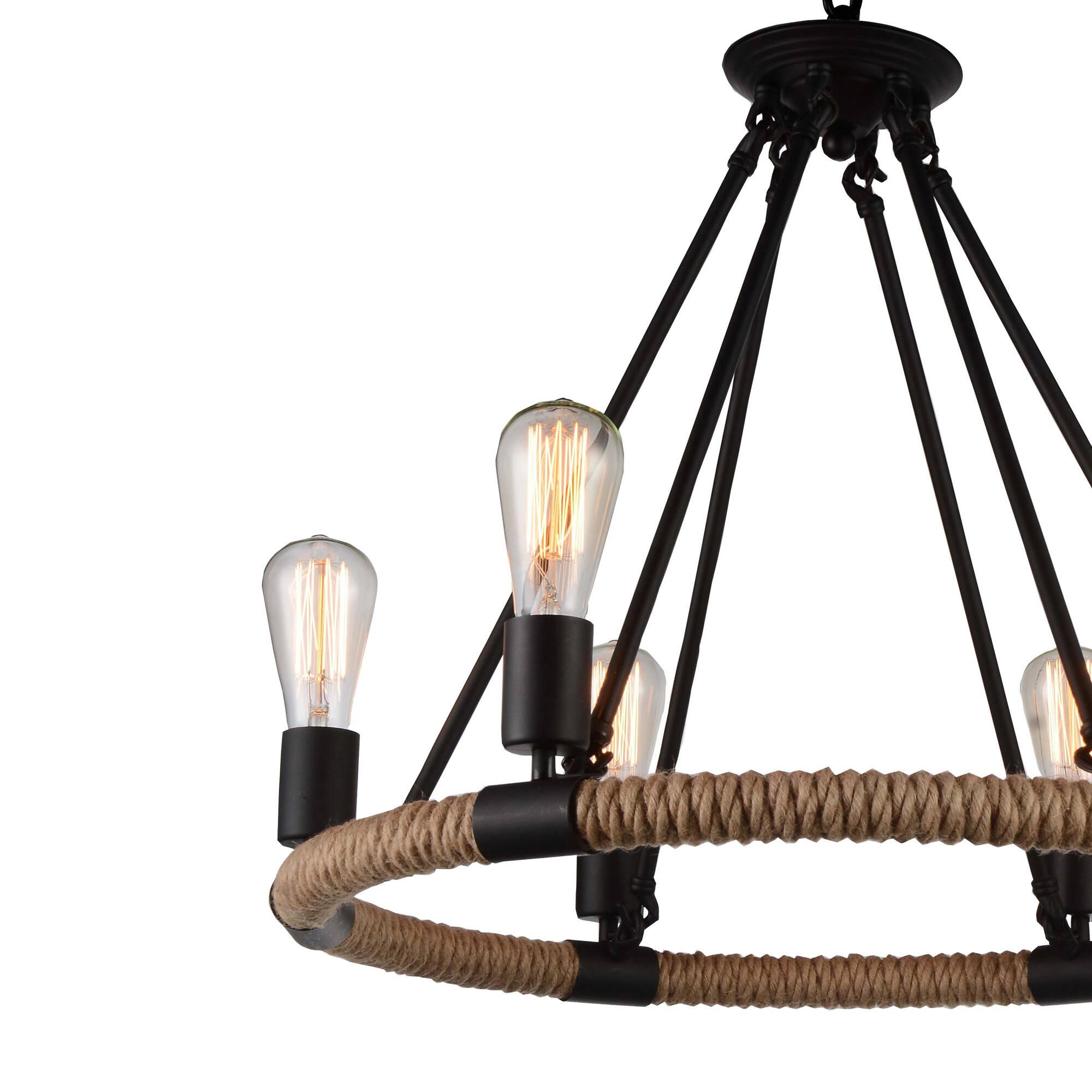 Back. CWI Lighting - Ganges 6 Light Up Chandelier With Black Finish - Black.