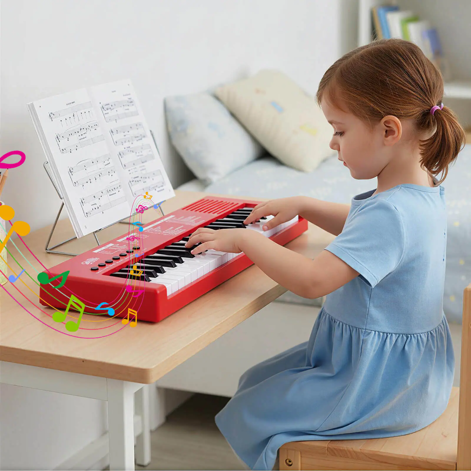 Alt View 1. Costway - Costway Kids Piano Keyboard with 8 Rhythms 8 Tones 22 Demos for 3+ Years Old Boys & Girls - Red.