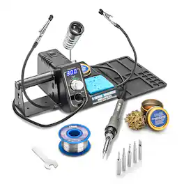 X-Tronic - 3020-XTS 75 W Digital Soldering Iron Station with Sleep Function, °C/°F, 5 Extra Tips & More - Black