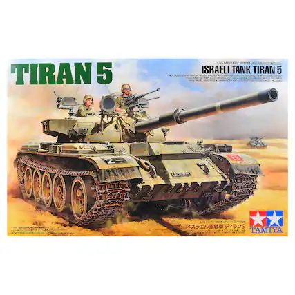 TIRAN 5
1/35 MILITARY MINIATURE SERIES NO.328 ISRAELI TANK TIRAN 5 DETAILED STATIC DISPLAY MODEL *HIGHLY ACCURATE REPRODUCTION COMPLETE WITH ISRAEL-FITTED 105mm M68 THAT REPLACED ORIGINAL T-54/55 100mm GUN CONTAINS DECALS TO RECREATE 1980s MODEL MARKINGS *COMMANDER AND LOADER TORSO FIGURES ALSO INCLUDED
*READY TO ASSEMBLE PRECISION MODEL *MOUL 1007 upo IMAGE ON OCK OS TROLED SCALE MODEL FOR HOBBYISTS ACA 4 INC ABOVE 185 NOTATOS *Libeice My PADE NOT CLUDED % weers CK IM WOOD
135NO.328 5 T/SOX100m1125m C9920 010 TAMIYA