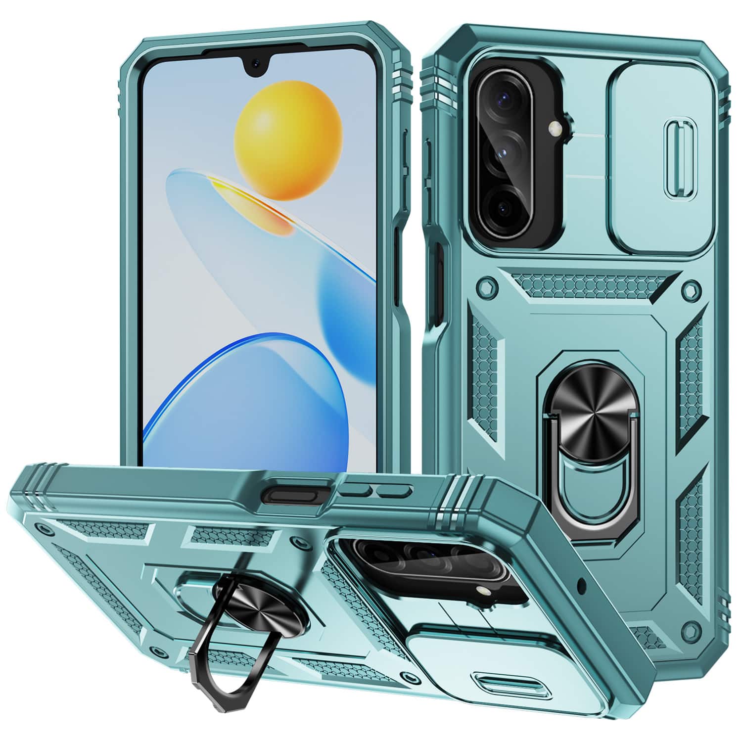 Dteck - Rotate Ring Kickstand Case For Samsung Galaxy A57 5G, Heavy-Duty Slide Lens Rugged Shockproof Hard PC TPU Cover - Green price history on PriceWatchPro