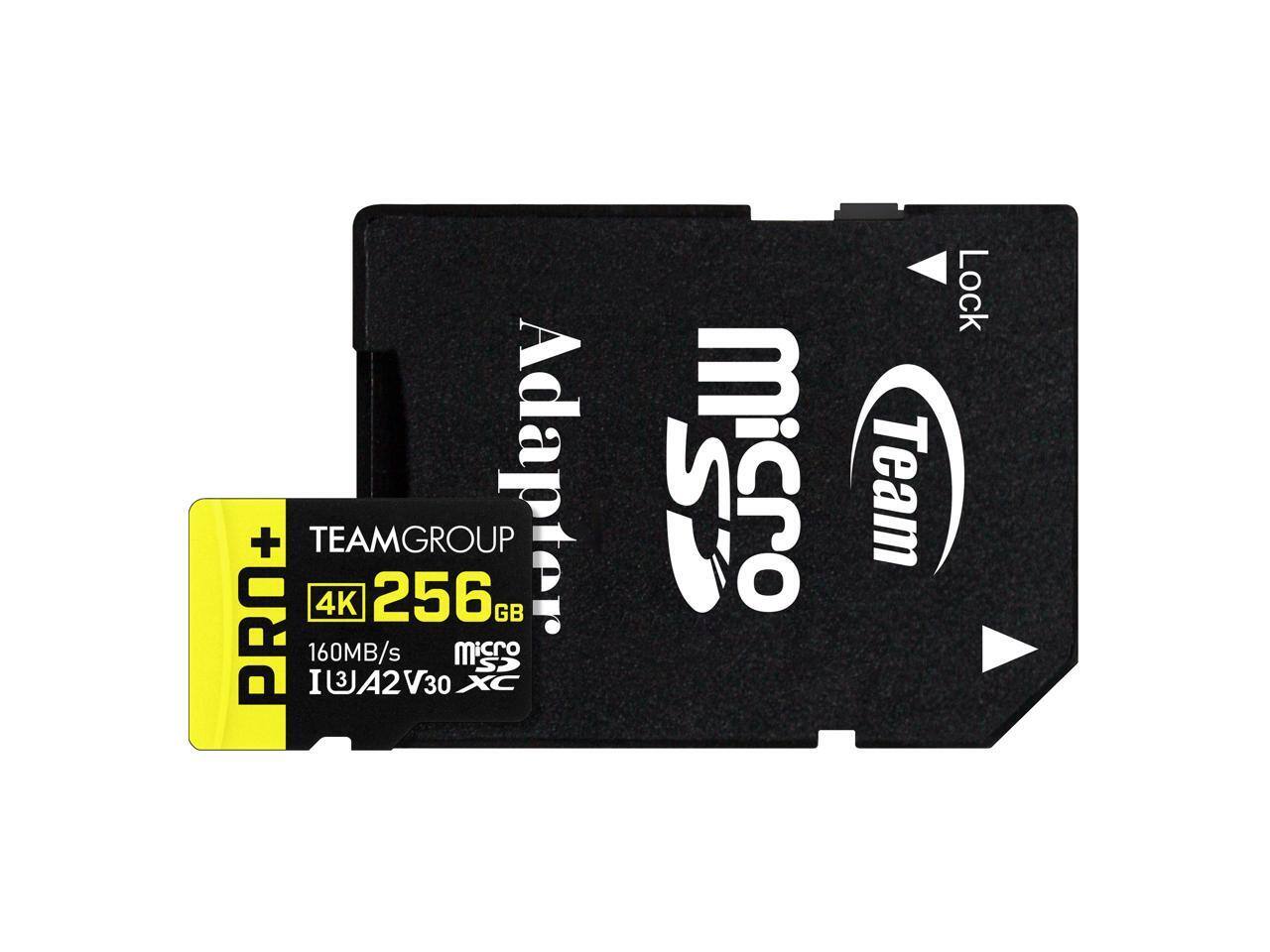 PRO+ TEAMGROUP 256 GB microSDXC Adapter 160MB/s 4K U3 A2 V30 I3JA2V30