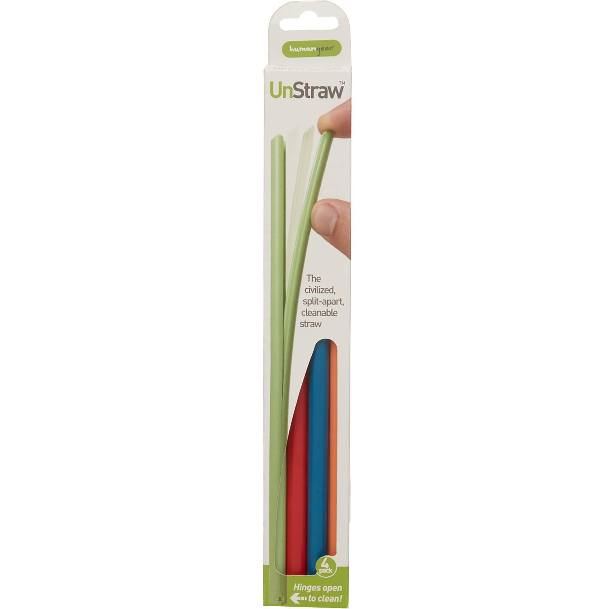 Humangear - UnStraw Reusable Straws 4-Pack - Blue/Red/Green/Orange
