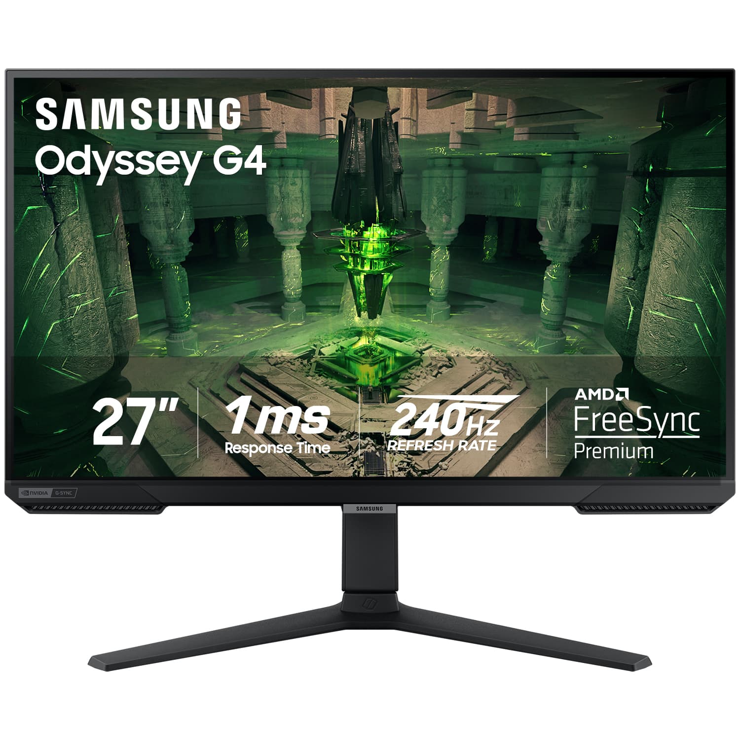 Samsung - 27” Odyssey FHD IPS 240Hz G-Sync Gaming Monitor - Black - Front_Zoom