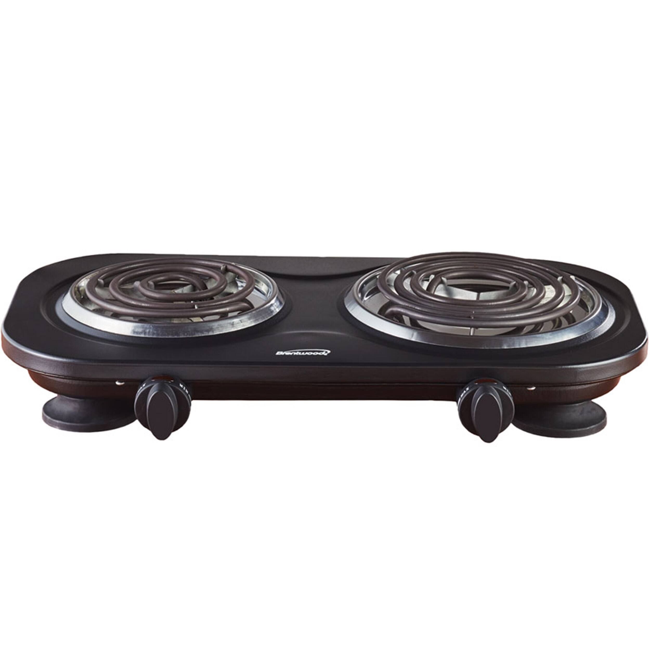 Left. Brentwood - Brentwood Electric 1500W Double Burner - Black - Black.