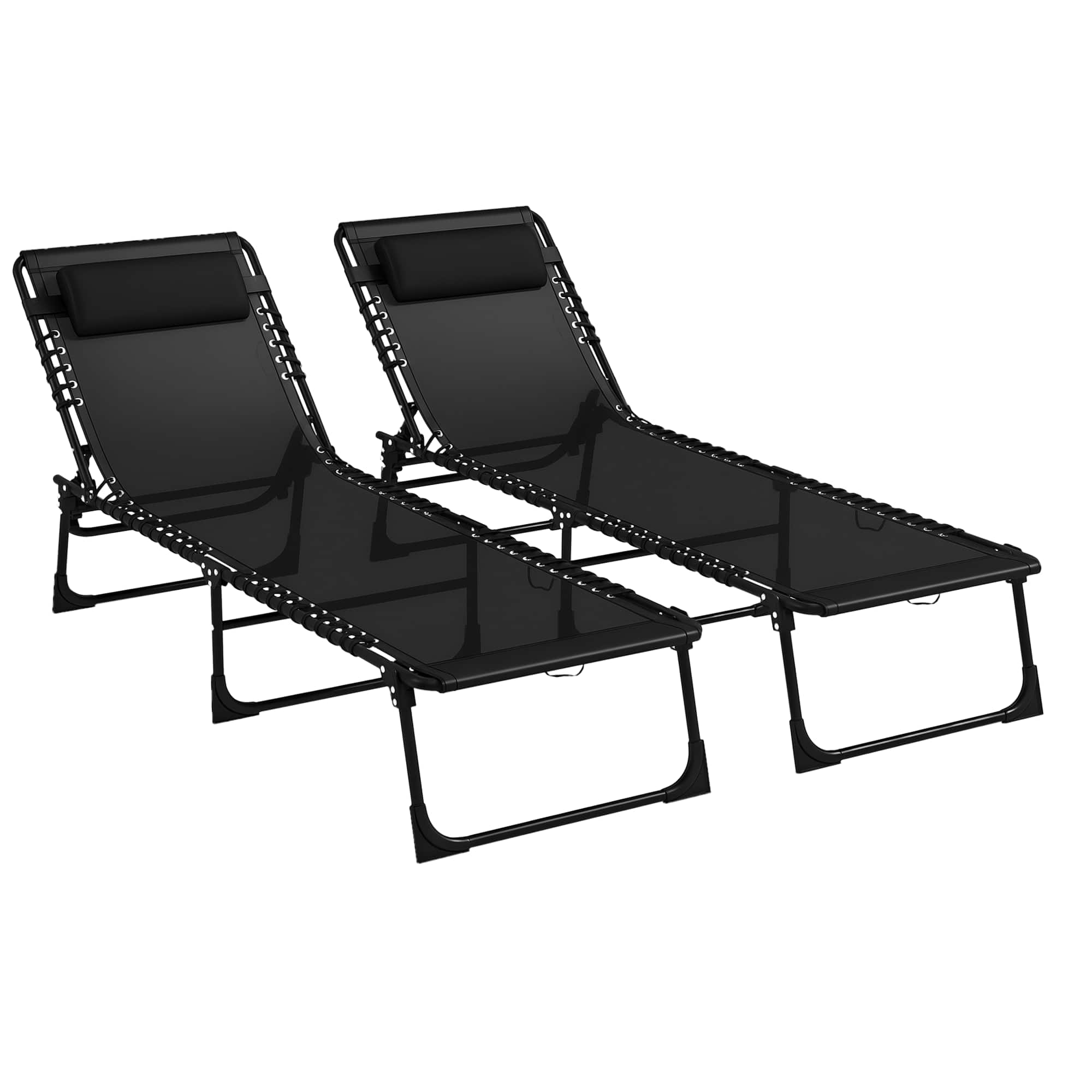 Outsunny - Folding Chaise Lounge Chair Set of 2, Patio Sun Tanning Chair, Outdoor Chaise Lounger with 4-Position Reclining Back - Black price history on PriceWatchPro