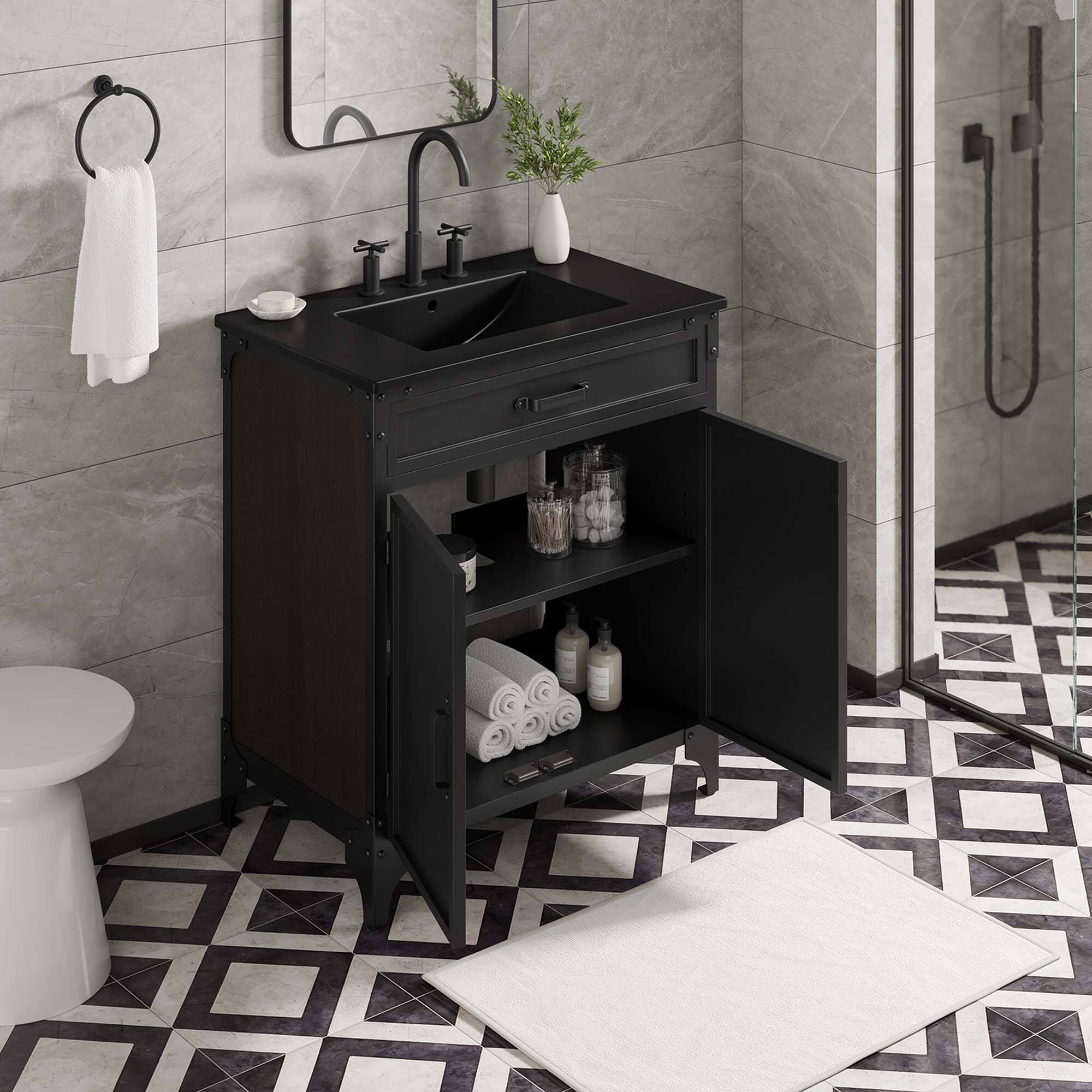 Alt View 1. Modway - Steamforge Bathroom Vanity Basin Included by Modway - Black Black.