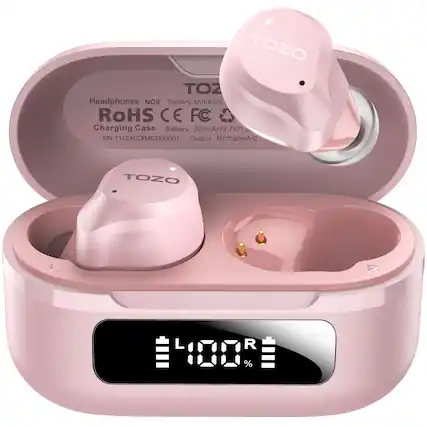 TOZO TOZ Headphones NC9
Battery: 55mAh/3.7V/1.8
RoHS CE FC
Charging Case Battery: 500mAh/3.7V/1.8
SN: 11124CDB4G000001
Output: 5V=55mA-2
TOZO
L
R
4100 %