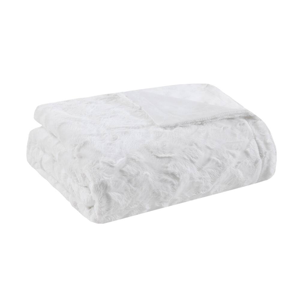 Gracie Mills Shawn Brushed Faux Fur to Mink Oversized Throw White ...