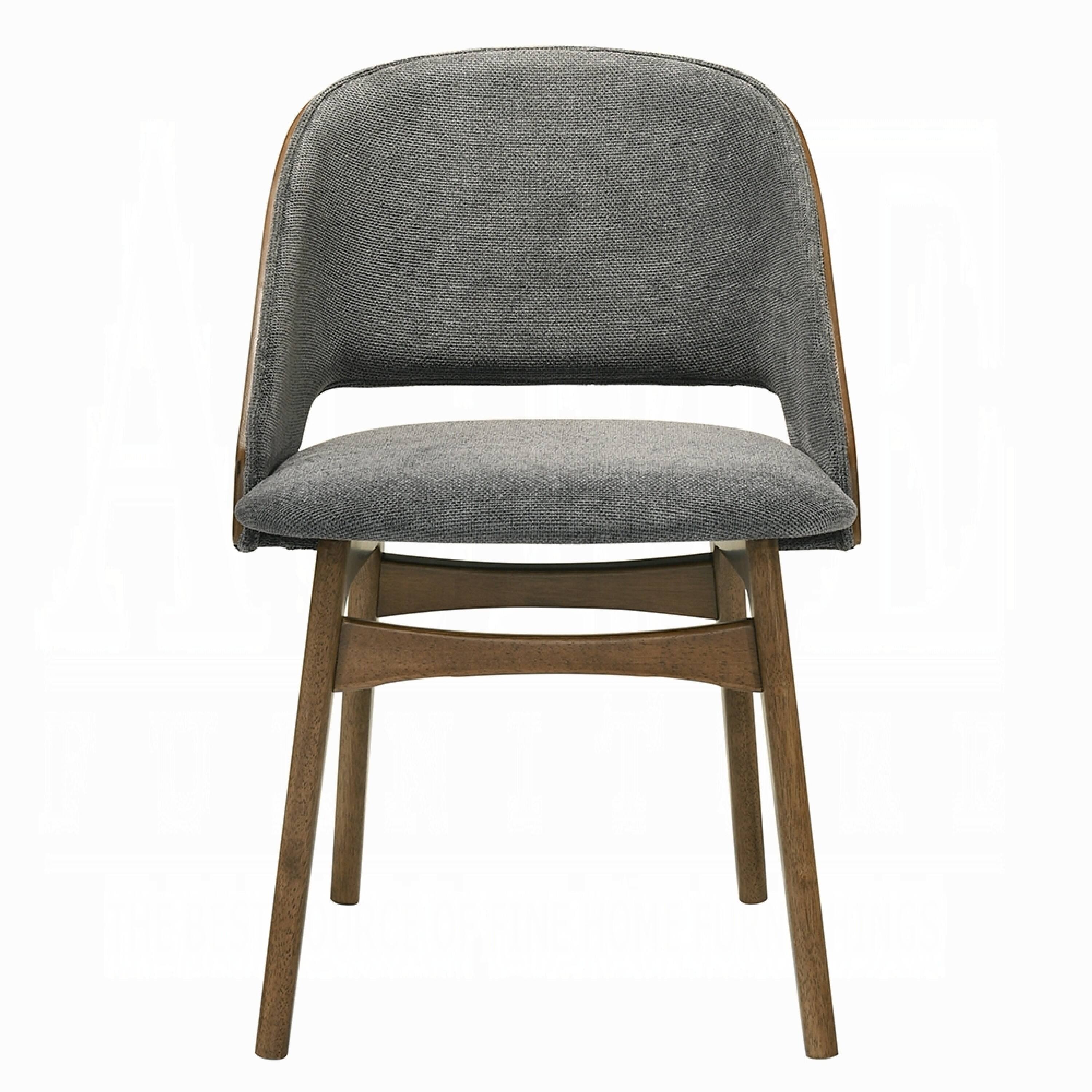Alt View 1. Manhattan Lane - Dio Dining Side Chair Set of 2, Gray Padded Curved Back, Walnut Brown - Gray, Dark Walnut Brown.