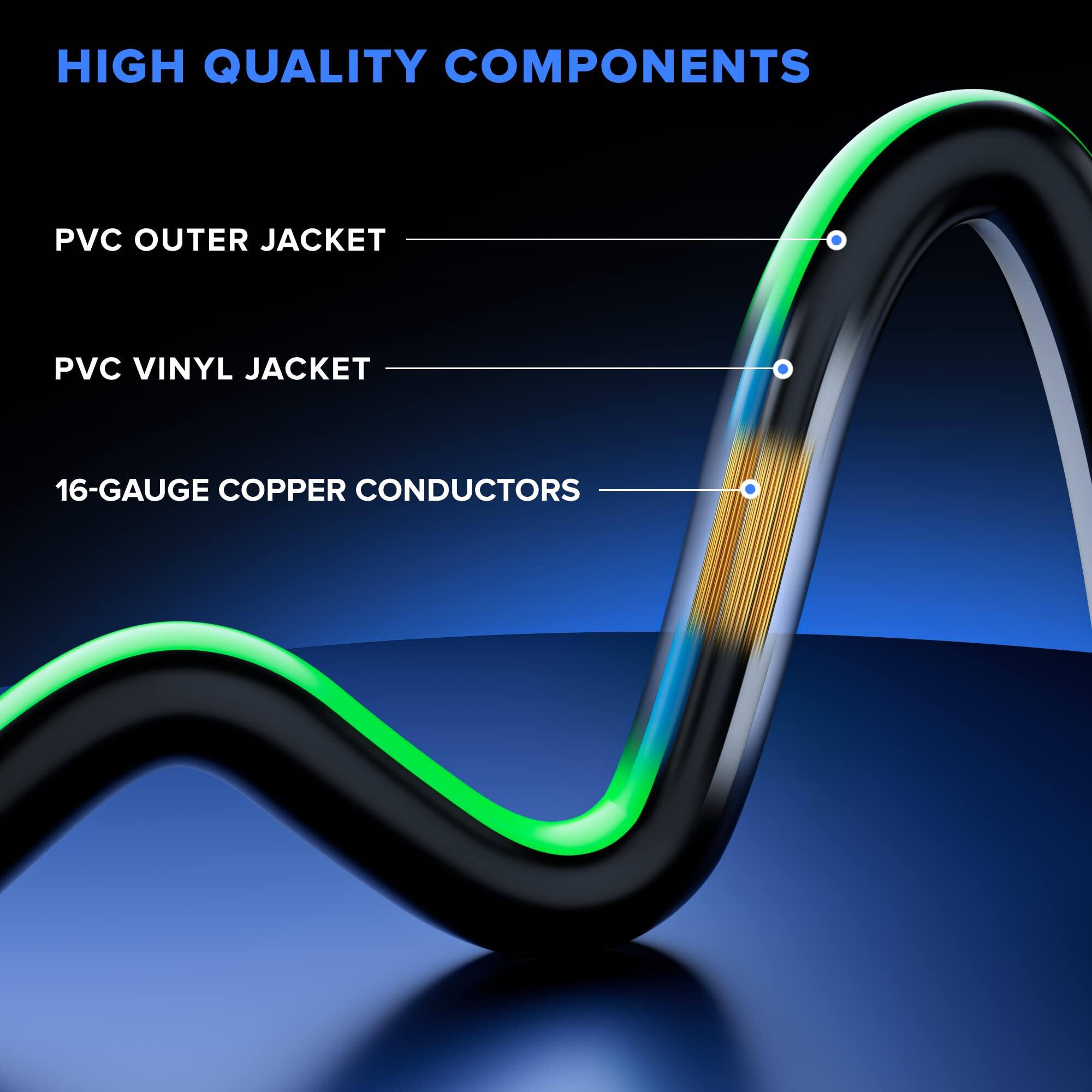 HIGH QUALITY COMPONENTS

- PVC OUTER JACKET
- PVC VINYL JACKET
- 16-GAUGE COPPER CONDUCTORS