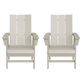 WestinTrends - Ashore Outdoor Patio HDPE Plastic Modern Adirondack Dining Chairs (Set of 2) - Sand