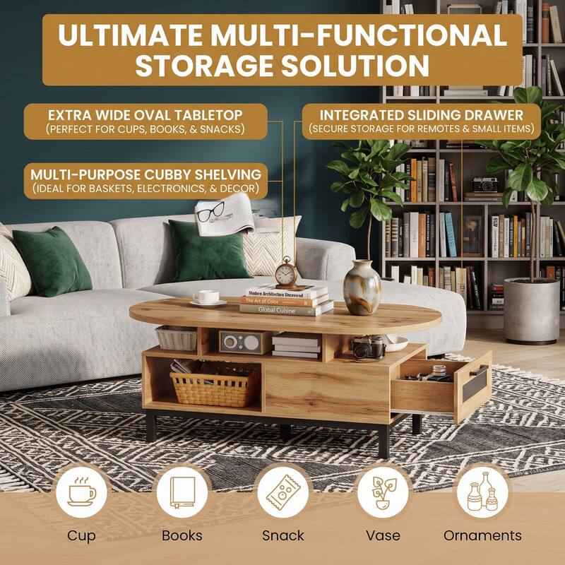 ULTIMATE MULTI-FUNCTIONAL STORAGE SOLUTION

EXTRA WIDE OVAL TABLETOP (PERFECT FOR CUPS, BOOKS, & SNACKS)

INTEGRATED SLIDING DRAWER (SECURE STORAGE FOR REMOTES & SMALL ITEMS)

MULTI-PURPOSE CUBBY SHELVING (IDEAL FOR BASKETS, ELECTRONICS, & DECOR)

Moders Architecture Uncovered The Art of Color Global Cuisine

Cup
Books
Snack
Vase
Ornaments