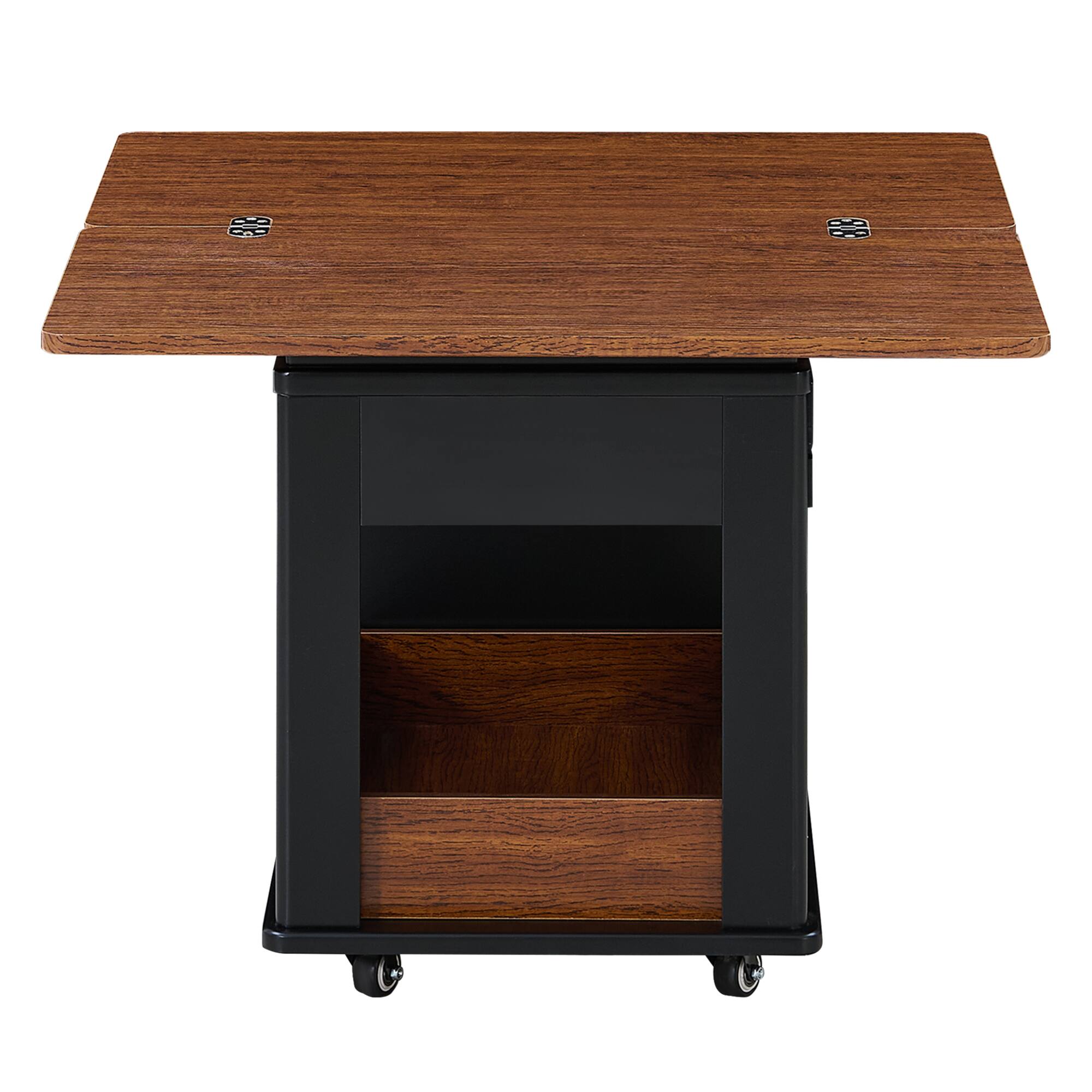 Alt View 8. Bestier - 27.6 Inch Modern Multi Function Coffee Table or Side Table with Foldable Top Casters and Extra Storage Shelf - Black.