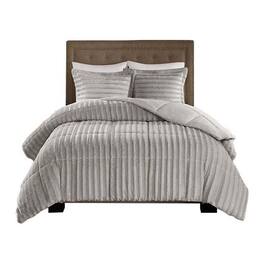 Gracie Mills - Wilfred Faux Fur Comforter Set - Gray